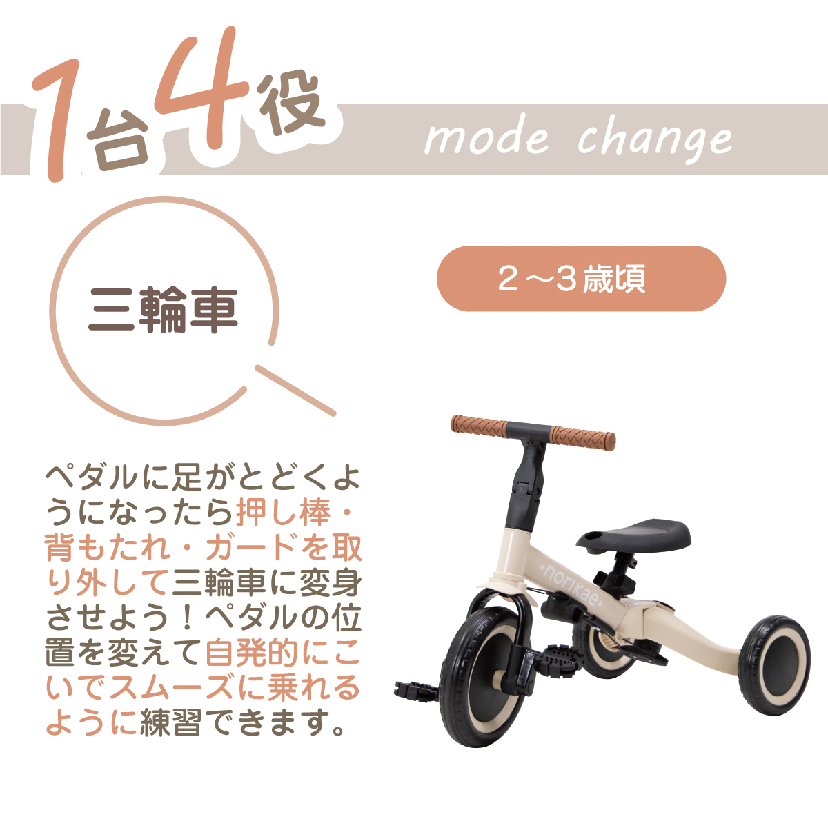 のりかえ三輪車GX ガード押し棒付き ヤトミ 股ベルト付き 背もたれ付き